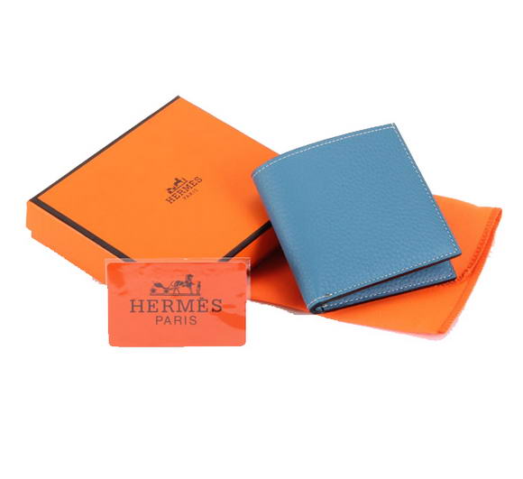 Cheap Fake Hermes MC Socrate Wallet H6002 Blue - Click Image to Close